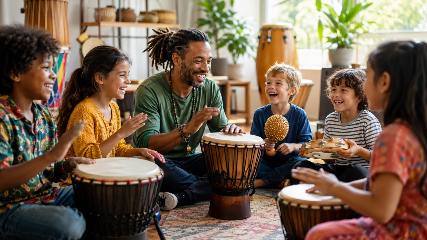 Atelier musique et percussions avec des instruments